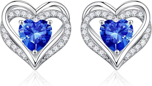 Christmas Earrings for Women, 925 Sterling Silver Birthstone Stud Earrings Birthday Gifts for Women